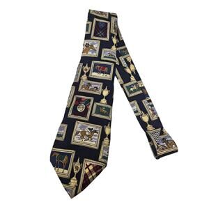 Vintage 90s Tommy Hilfiger Silk Horse Race Derby Tie Equestrian Classic Jockey